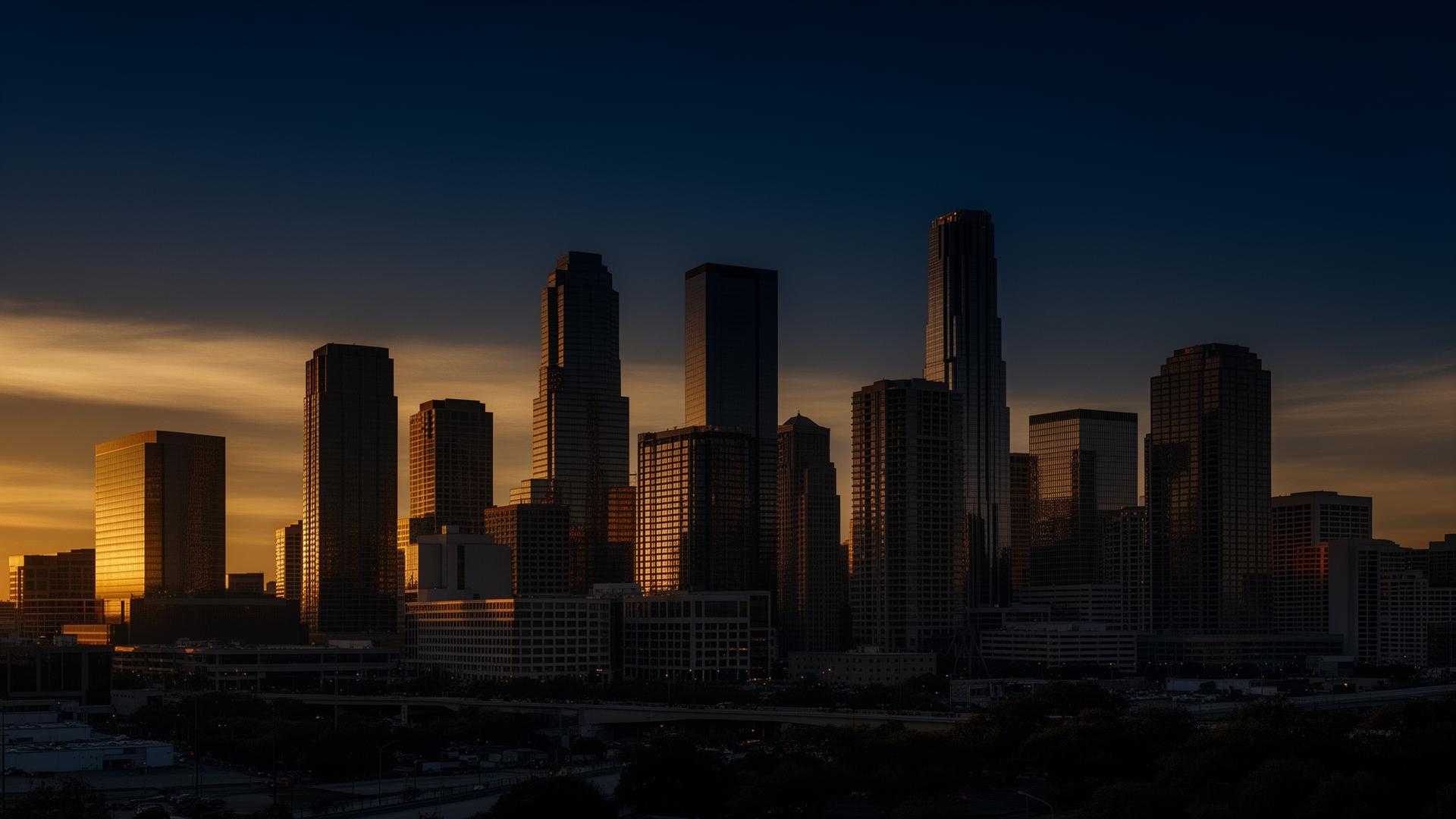 Houston skyline at golden hour